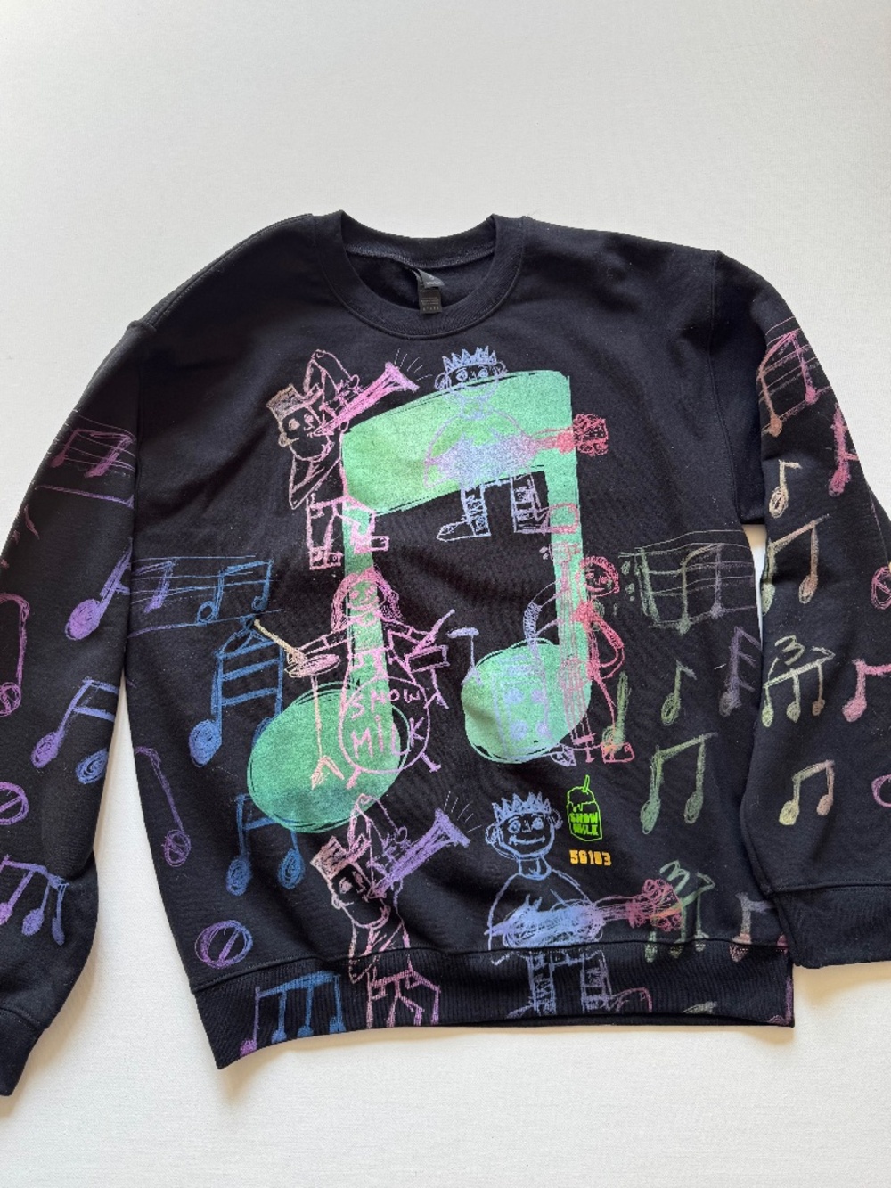 Snow Milk Men's Medium Graphic Sweatshirt Black Music Graffiti Print 56103